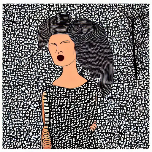 Image similar to fabric pattern joyful by rudy siswanto, by henry moore. a collage of a woman standing in a field of ashes, her dress billowing in the wind. her hair is wild & her eyes are closed, in a trance - like state. dark & atmospheric, ashes seem to be alive, swirling around.