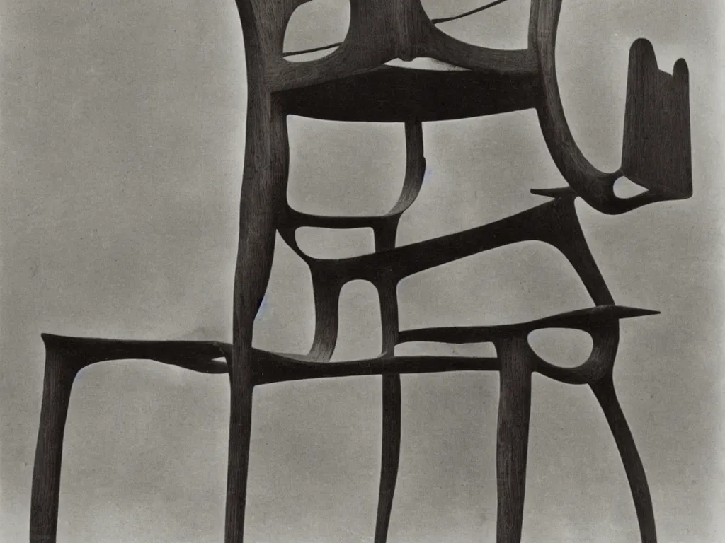 Prompt: modernist chair with bread. karl blossfeldt, salvador dali