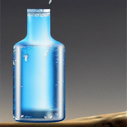 Prompt: A bottle of water slowly disappearing in Ancient Egypt, Digital art