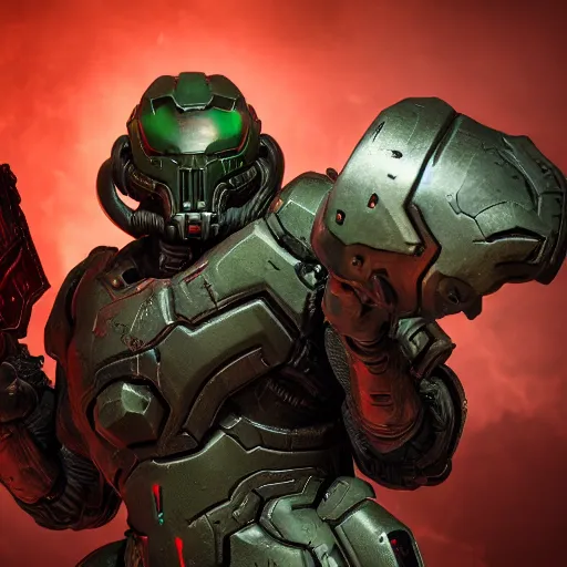 Image similar to doom slayer from doom eternal, photography