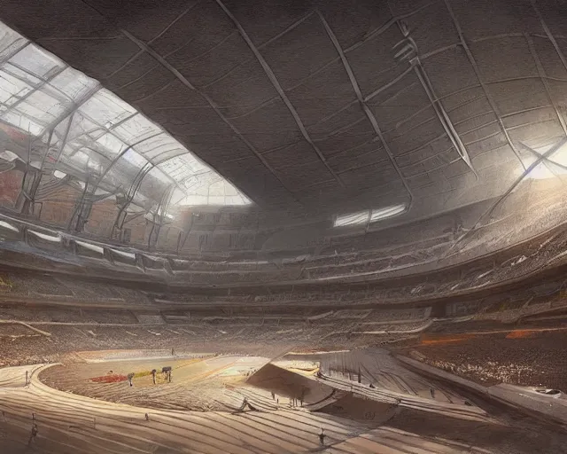 Prompt: an olimpic soccer stadium in the style of ancient egypt, art by greg rutkowski and artgerma, stunning concept art, interior design architecture