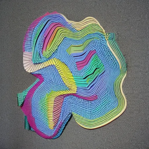 Image similar to topological maps carved into duct tape, art by takahiro iwasaki