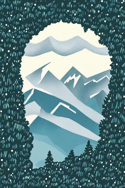 Prompt: alps, illustration, in the style of katinka reinke