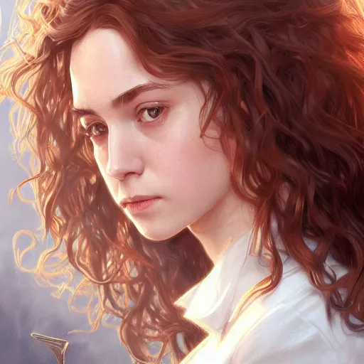 Image similar to ultra realistic illustration, hermione granger from the chamber of secrets, intricate, elegant, highly detailed, digital painting, artstation, concept art, smooth, sharp focus, illustration, art by artgerm and greg rutkowski and alphonse mucha