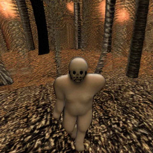 Prompt: real ghast made of flesh captured on trailcam in hell