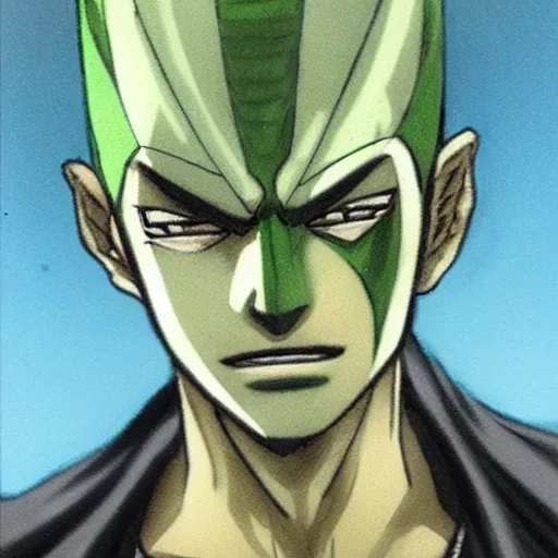 Prompt: realistic portrait of zoro from one piece, raw, polaroid