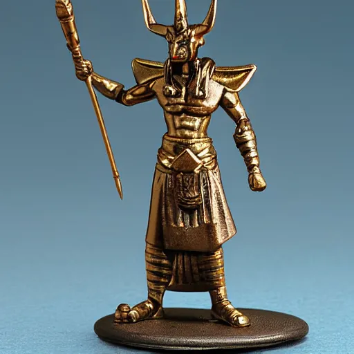 Prompt: A miniature figure of god Anubis. Diorama. Very fuff detailed. 4k. Macro 100 mm