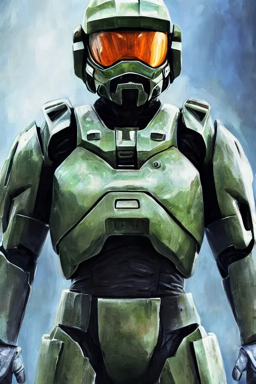 Image similar to slowpoke pokemon playing as master chief, oil on canvas, intricate, 8 k highly professionally detailed, hdr, cgsociety