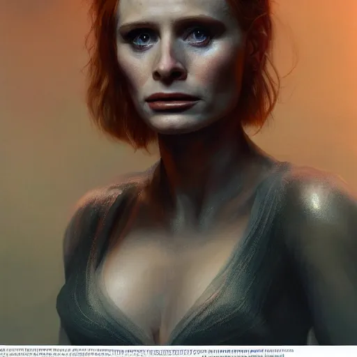 Prompt: an portrait of bryce dallas howard as a replicant from blade runner, detailed, centered, digital painting, artstation, concept art, donato giancola, joseph christian leyendecker, wlop, boris vallejo, breathtaking, 8 k resolution, extremely detailed, beautiful, establishing shot, artistic, hyperrealistic, beautiful face, octane render