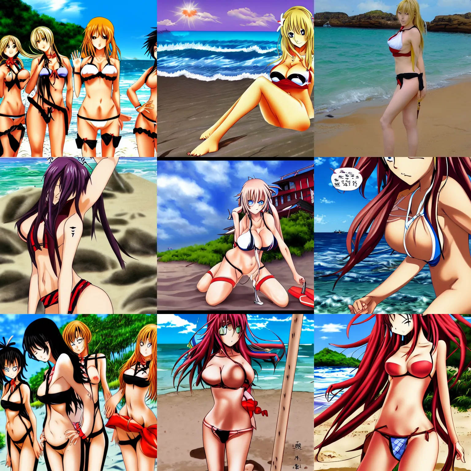 Prompt: at the beach by ikki tousen