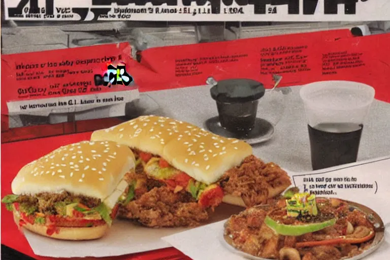 Prompt: mcdonald's mc - 9 / 1 1 9 / 1 1 meal, in 1 9 9 5, y 2 k cybercore, advertisement photo