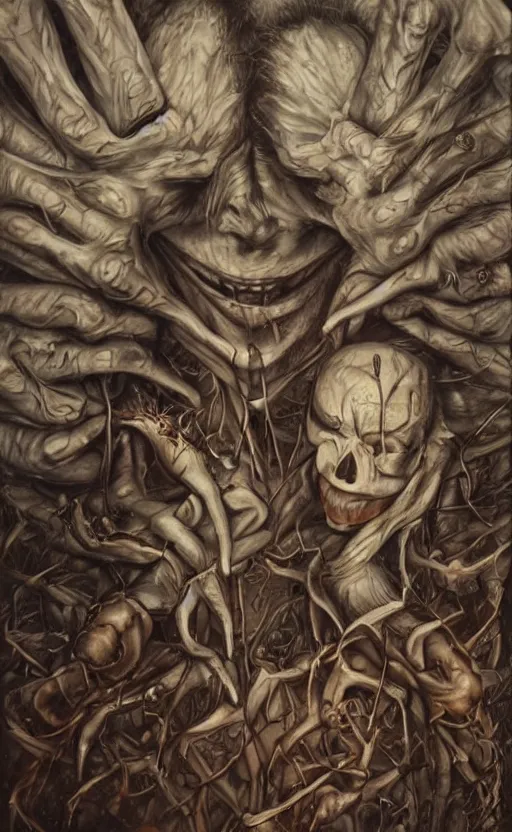 Image similar to amazing detailed painting. disturbing, twisted, dark, evil