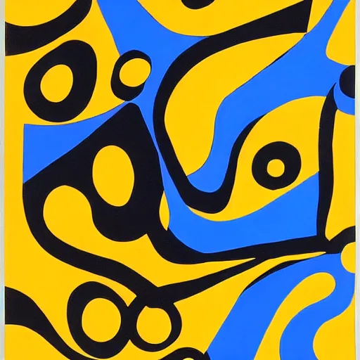 Prompt: an abstract painting of some kind of curves by patrick heron, behance, op art, biomorphic, ultrafine detail, woodcut