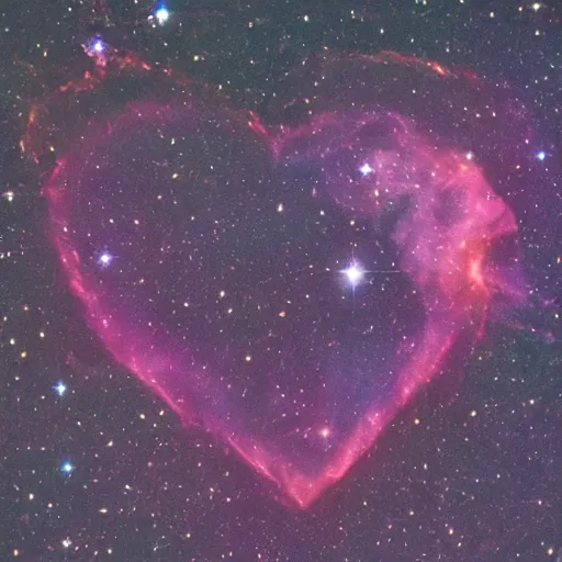 Image similar to a heart shaped space nebula, taken with hubble telescope,