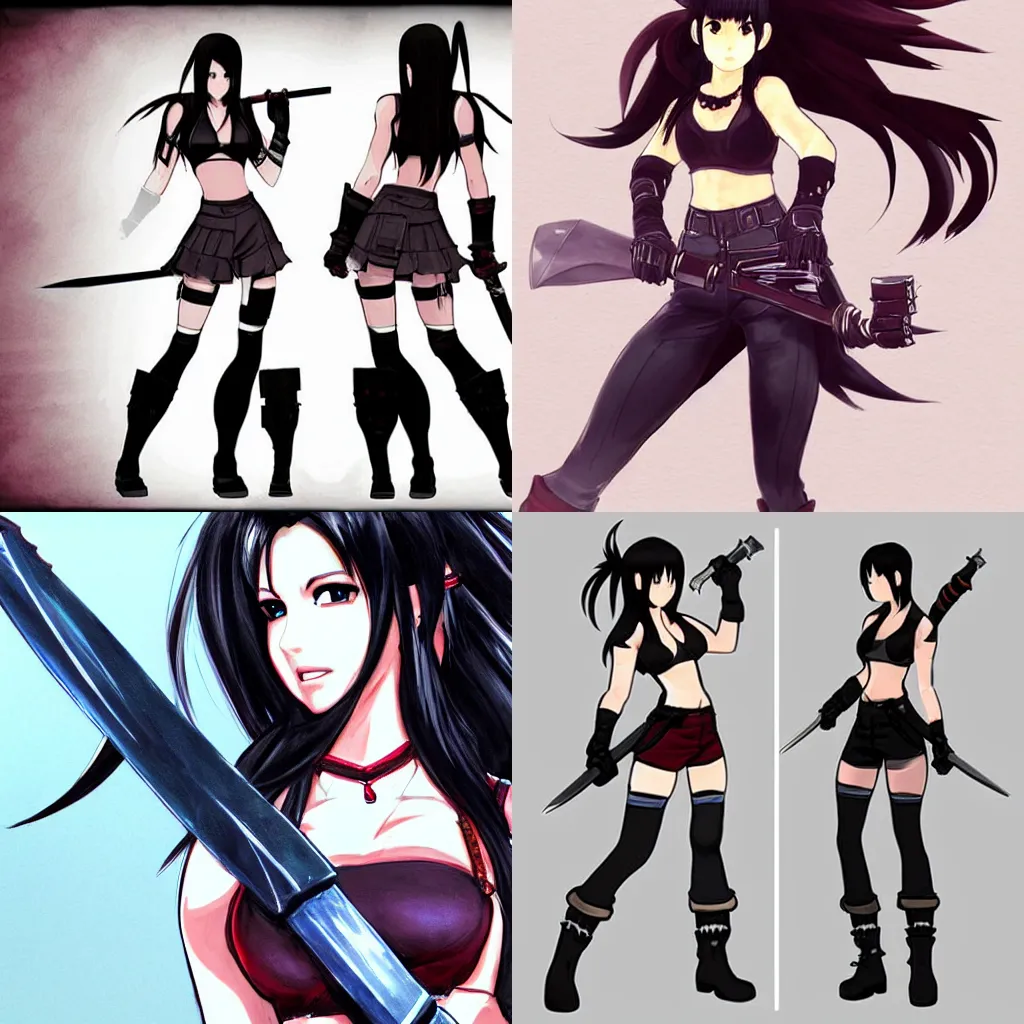 Prompt: full body concept art of tifa lockhart wielding the buster sword