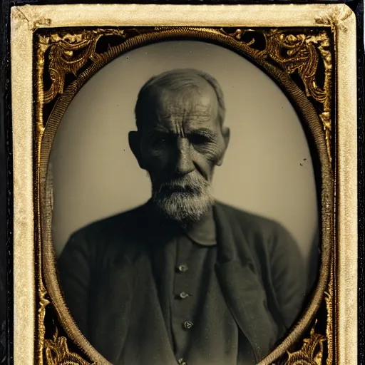 Image similar to facial portrait of a 6 2 year old bukfut, 1 9 1 9, ambrotype, award winning