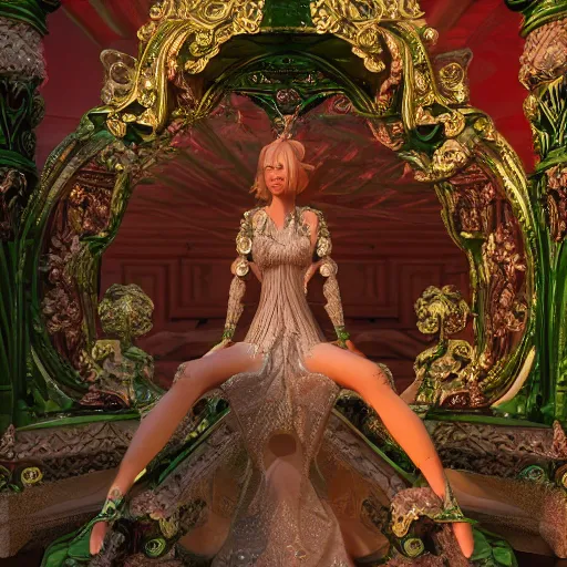 Image similar to princess of emerald, majestic, ornate, 8 k, intricate, detailed, accent lighting, dramatic light, octane render