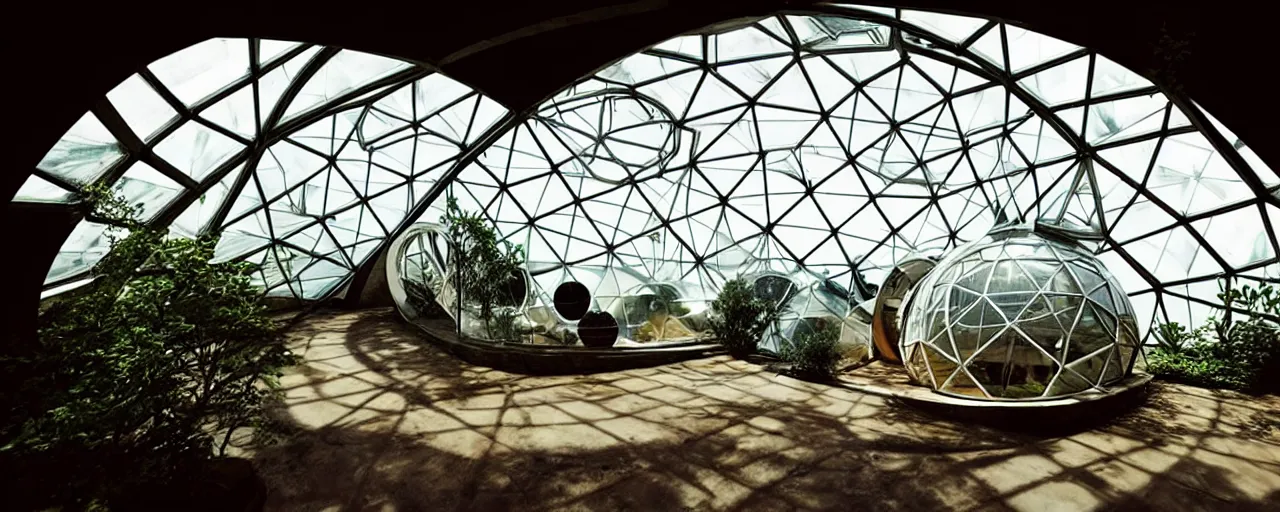 Image similar to dome house by kristoffer tejlgaard syd mead buckminster fuller zaha hadid, concept house, earthship, greenhouse, underground, optimus sun orientation, north hemisphere, spain, geodesic architecture, biodome, fuller