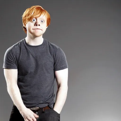 Image similar to Rupert Grint with The Rock's body and physique, photo