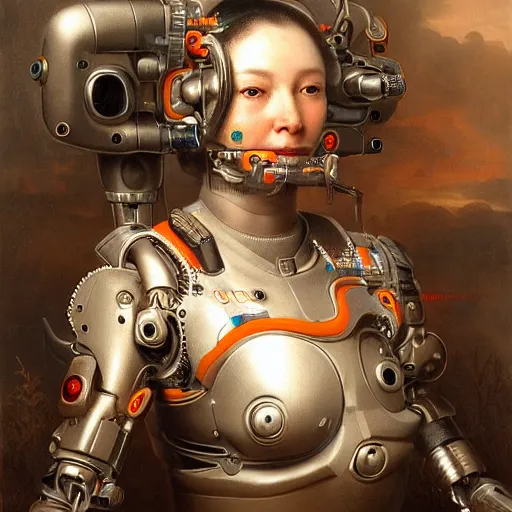 Image similar to Ultra detailed, 4K Portrait of a Cyborg by Rachel Ruysch