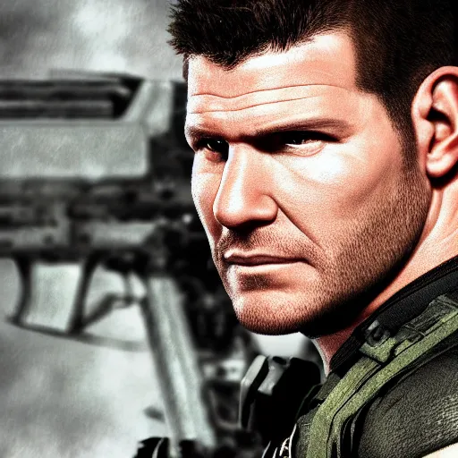 Image similar to David Boreanaz as chris redfield, 4k, high detail, high-resolution photograph