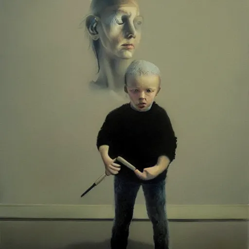 Image similar to a painting by Gottfried Helnwein