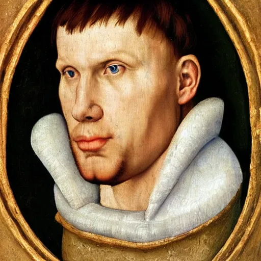 Image similar to A 15th century medieval renaissance oil painting of Jerma985, portrait of Jerma985, grainy, realistic, very realistic, hyperrealistic, highly detailed, very detailed, extremely detailed, very neat, very epic, very cool, detailed, trending on artstation
