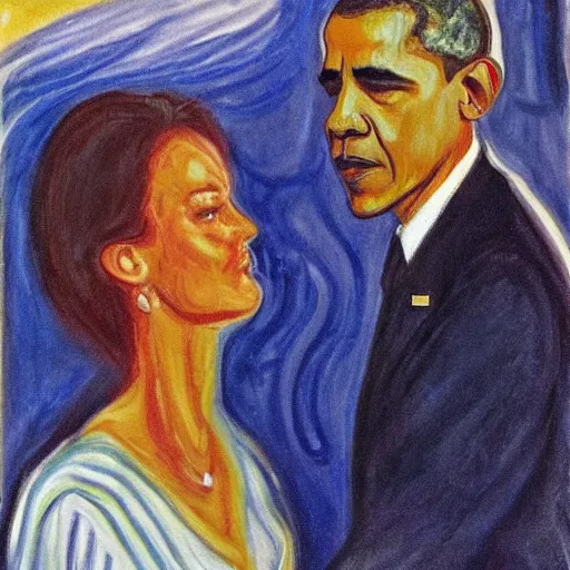 Prompt: obama by edvard munch