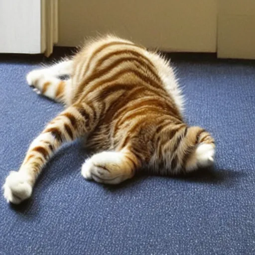 Image similar to cat yawning and stretching