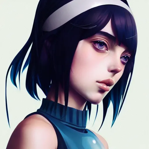 Prompt: a beautiful young anime protagonist billie eilish natalie portman alluring instagram model in elaborate latex tank top, by guweiz and wlop and ilya kuvshinov and artgerm symmetrical eyes, aesthetic, gorgeous, stunning, alluring, attractive, artstation, deviantart, pinterest, digital art