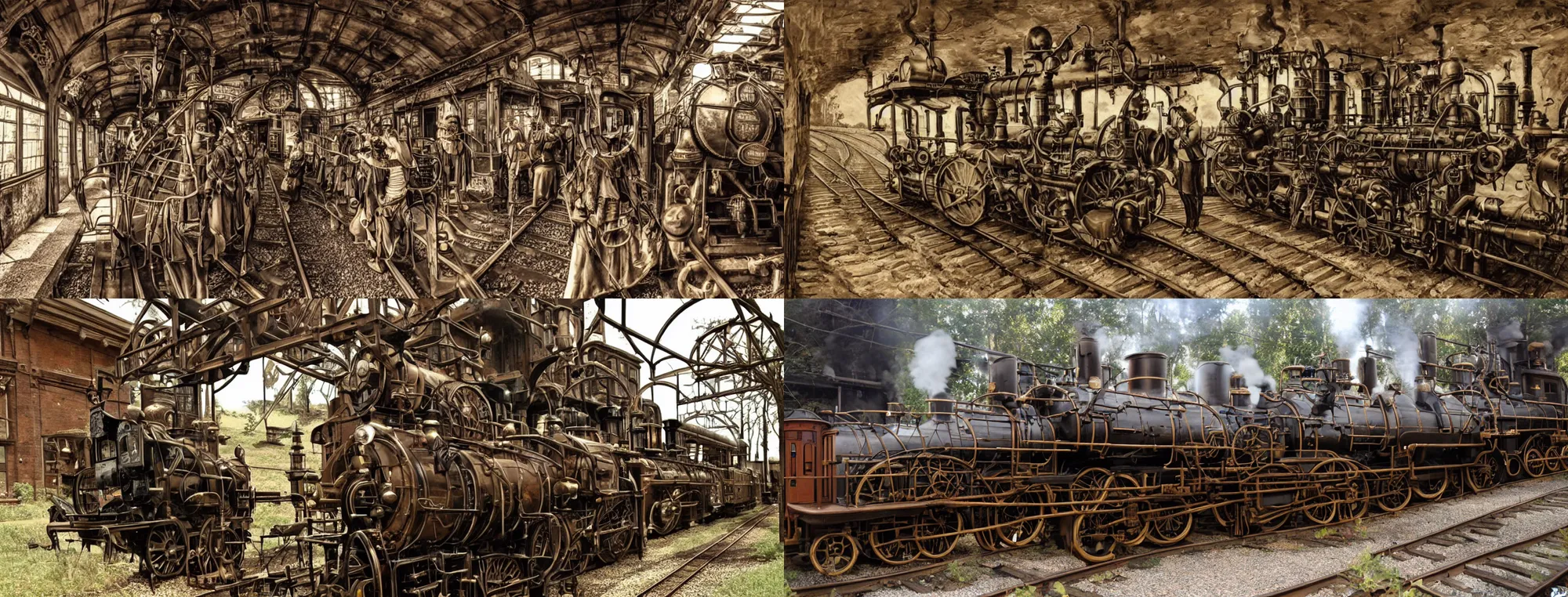 Prompt: steampunk railroad in the 1800's