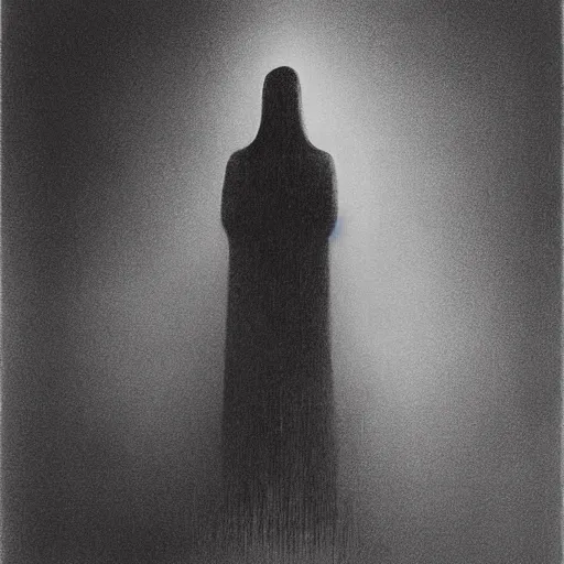 Image similar to Cool commuter ghost. Zdzisaw Beksinski.