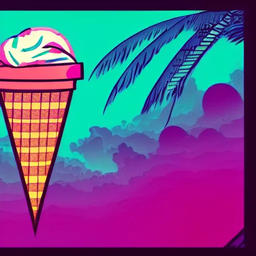 Image similar to a ice cream, epic retrowave art, trending on art station