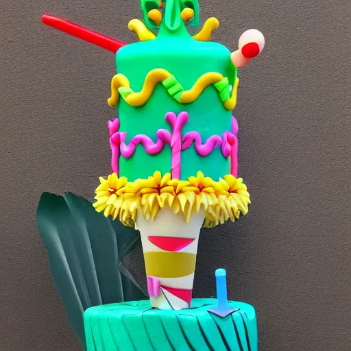 Image similar to wands and wings, floaty crowny things, obtuse, rubber goose, green moose, guava juice, giant snake, birthday cake, large fries, chocolate shake