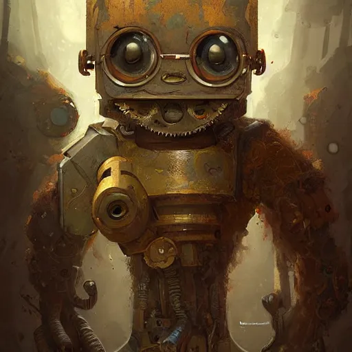 Prompt: anthropomorphic robot [ thing ], falling apart, tiny, small, short, rusty, dirty, cute and adorable, dnd character art portrait, matte fantasy painting, deviantart artstation, by jason felix by steve argyle by tyler jacobson by peter mohrbacher, cinema