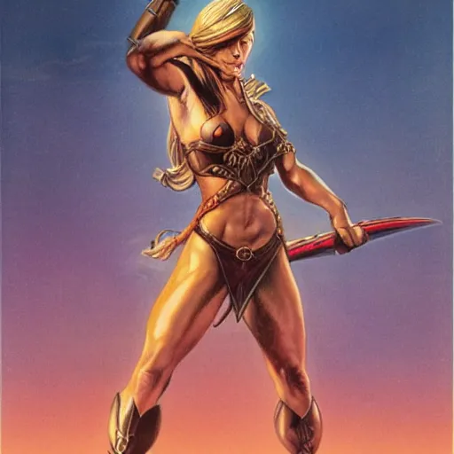 Prompt: Warrior Princess, character design, Boris Vallejo, Cover Art
