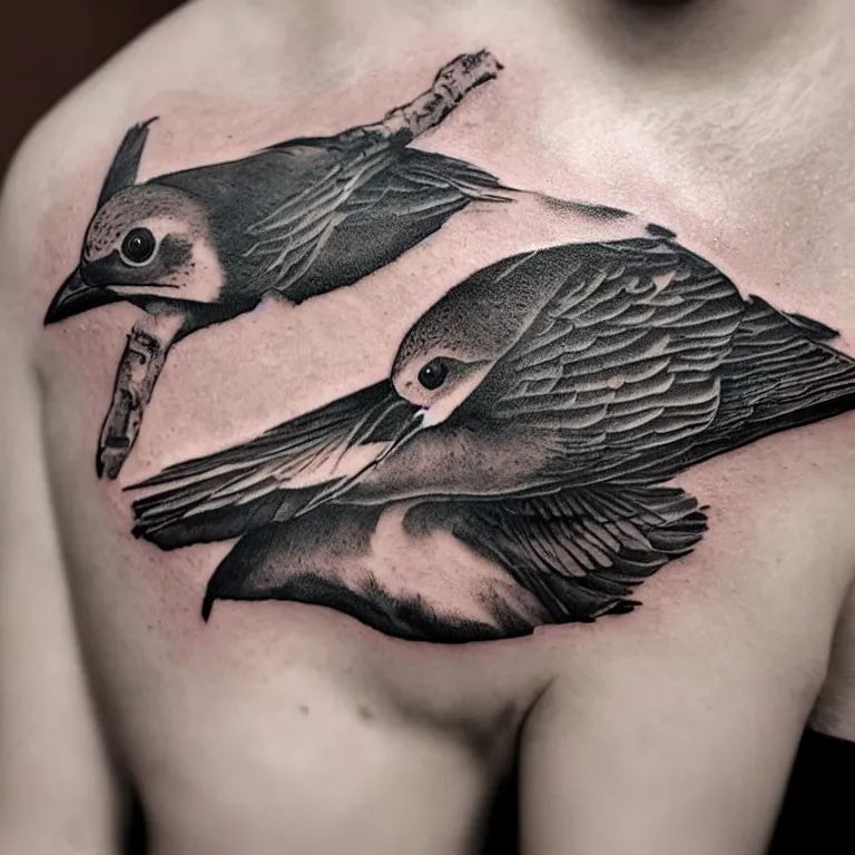 Image similar to tattoo of a common nyc street pigeon, stylized