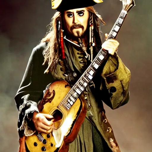 Image similar to davy jones pirates of caribbean playing guitar