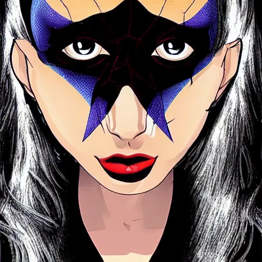 Image similar to spider girl hybrid with multiple eyes