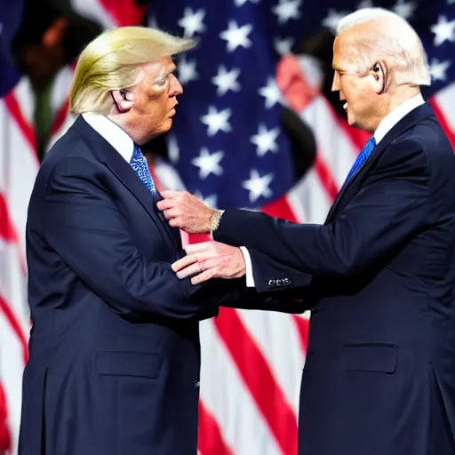 Image similar to trump kissing joe Biden