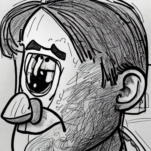 Image similar to a realistic yet scraggly portrait sketch of the side profile of a stern and sophisticated spongebob squarepants, trending on artstation, intricate details, in the style of frank auerbach, in the style of sergio aragones, in the style of martin ansin, in the style of david aja, in the style of mattias adolfsson