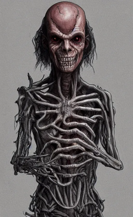 Image similar to full body portrait of Vecna from stranger things in the upside down, dynamic lighting, photorealistic, fantasy concept art, ambient lighting, atmospherical, stunning visuals, creative, cinematic, ultra detailed, trending on art station