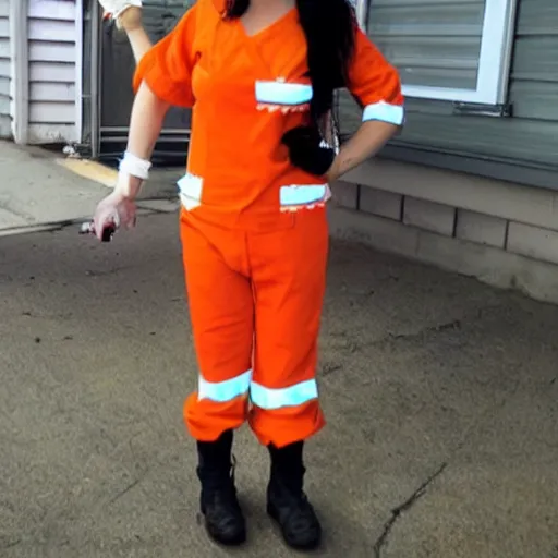 Image similar to chick dressed as an inmate