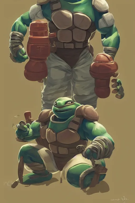 Image similar to muscular ninja teenage mutant turtle in a spacesuit drinks a steaming cup of tea Video game icon design , 2d game fanart behance hd by Jesper Ejsing, highlydetailed, by RHADS, Makoto Shinkai and Lois van baarle, ilya kuvshinov, rossdraws global illumination