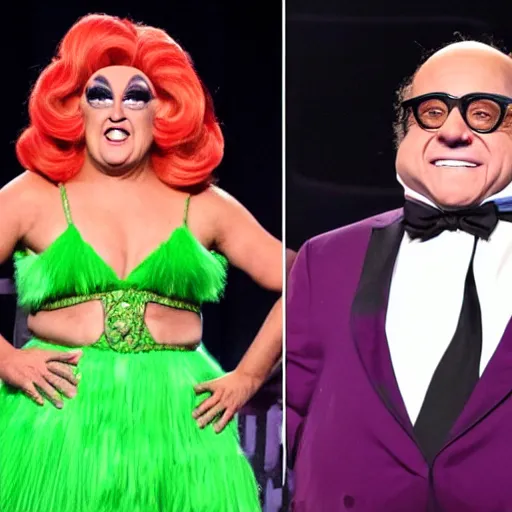 Image similar to danny devito in ru pauls drag race