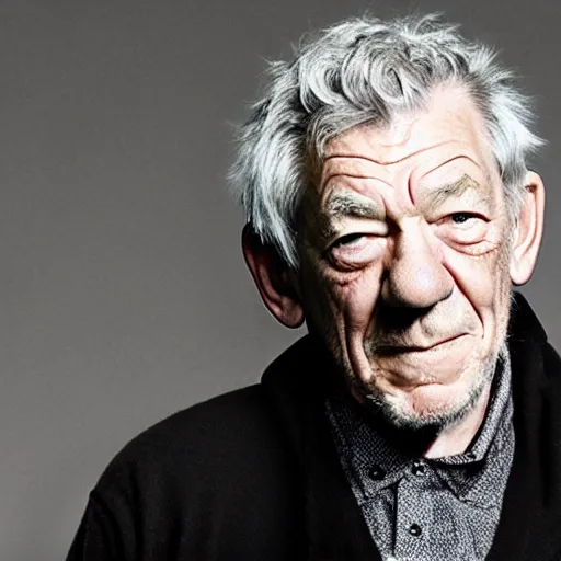 Prompt: picture of ian mckellen on a trapper keeper