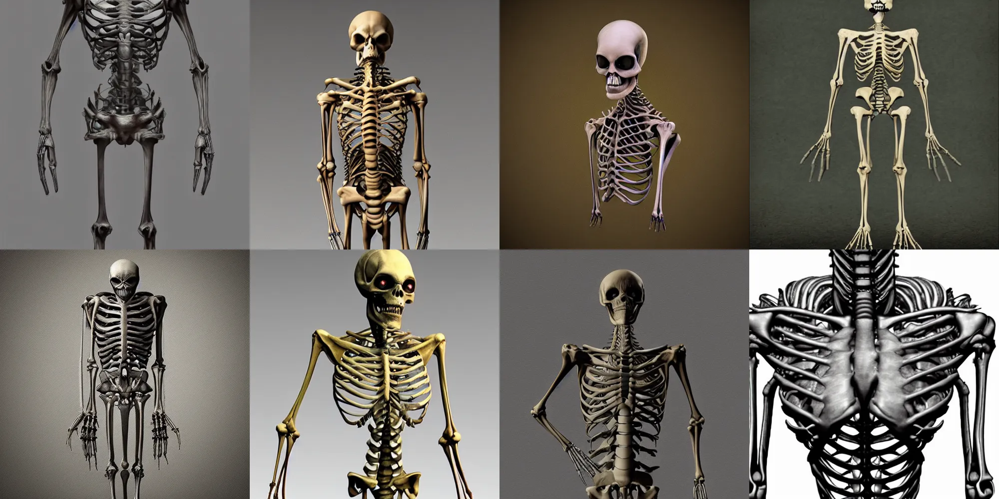 Prompt: alien realistic organic creature skeleton