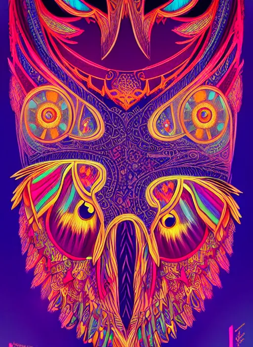 Image similar to symmetry!! product render poster vivid colors divine proportion owl, 神 圣, glowing fog intricate, elegant, highly detailed, digital painting, artstation, concept art, smooth, sharp focus, illustration,