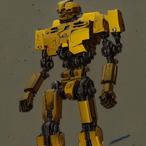 Prompt: yellow mecha Bionicle, head of DUM-series pit droid, by Greg Rutkowski