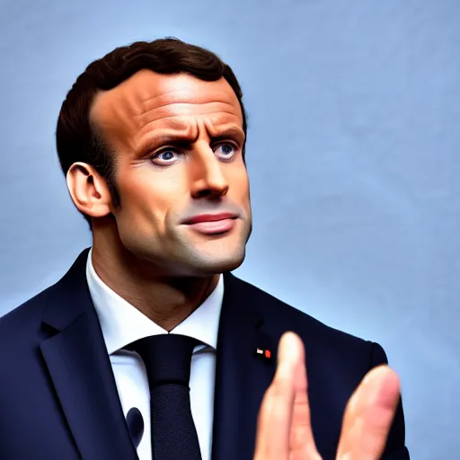 Image similar to Emmanuel Macron dressed as Dwayne Johnson 50mm photography, high quality, 4K